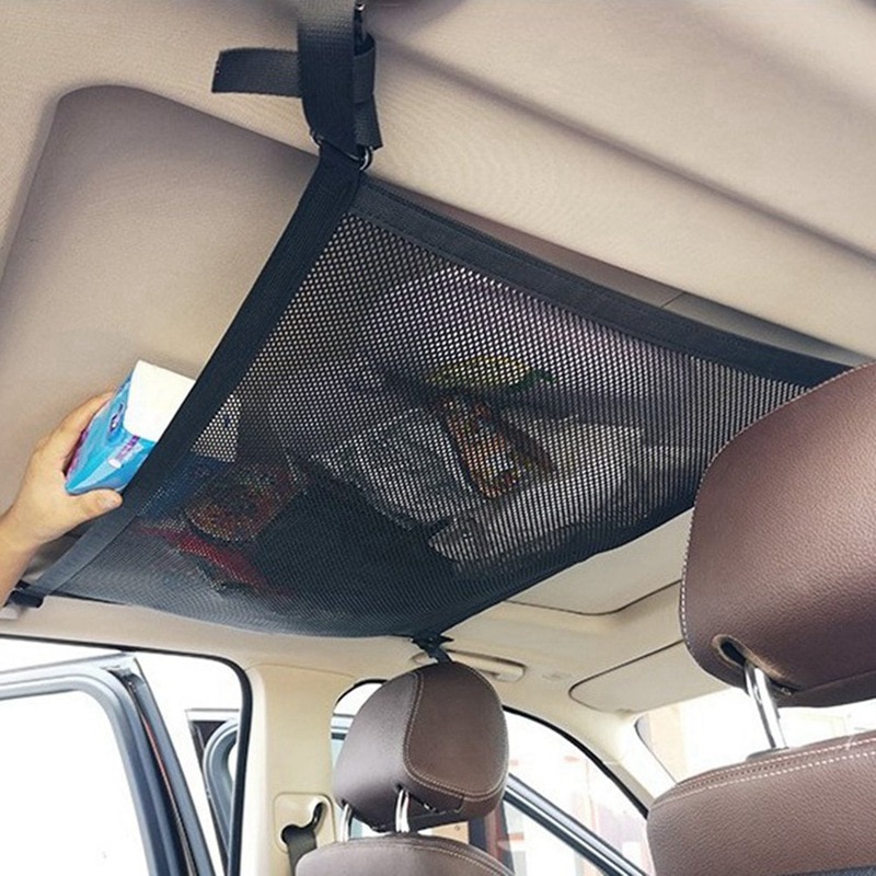 Car Trunk Cargo Net Mesh Drive Organizer Ceiling Storage Net Pocket Roof Interior Bag Auto Universal Multifunction