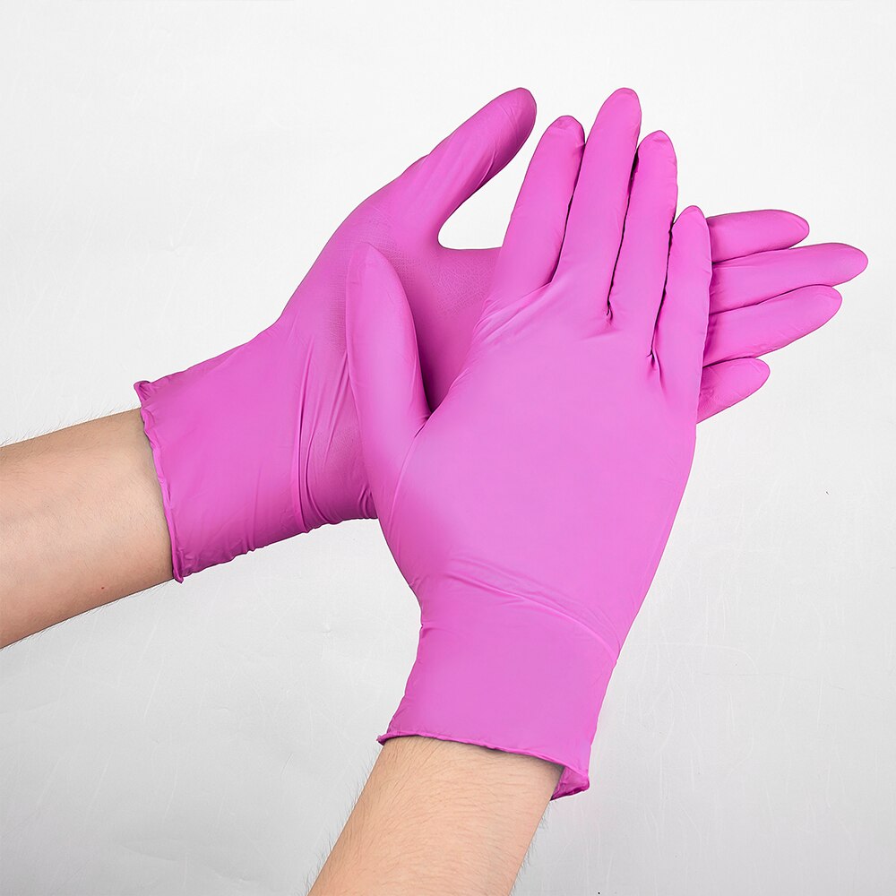 Nitrile Gloves Pink 100pcs/box Food Grade Waterproof Allergy Free Disposable Work Safety Gloves Household Nitrile Synthetic