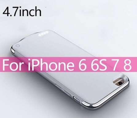 Voor iphone 6 6s 7 8 batterijlader case ultradunne externe back-up lader case voor iphone x  xs 6 6 s 7 8 plus powerbank case: I6 i6s i7 i8 zilver