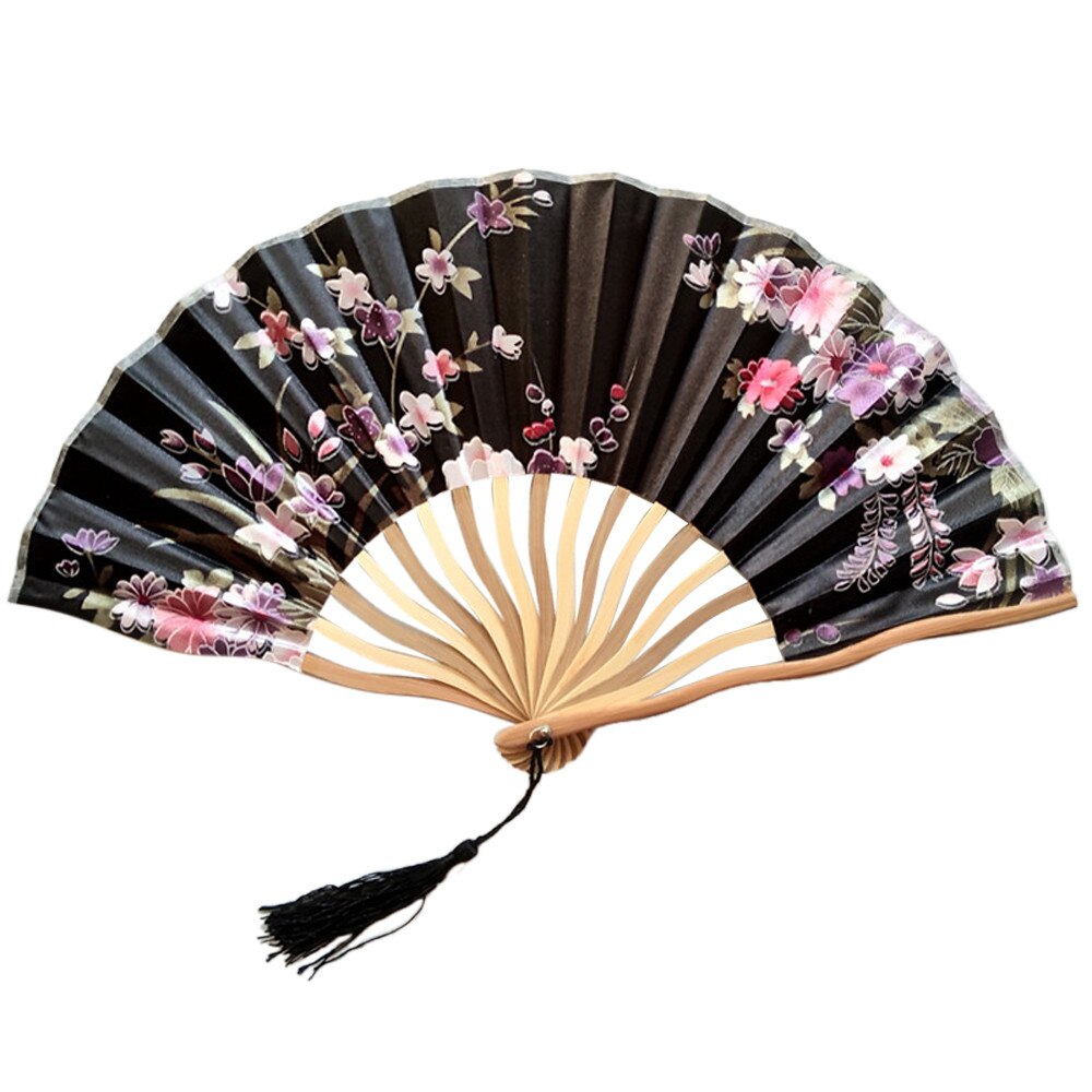 Silk Chinese Fan Folding Hand Held Silk Bamboo Prints Fan Japanese Series Vintage Retro Style Handmade Fan #LR1