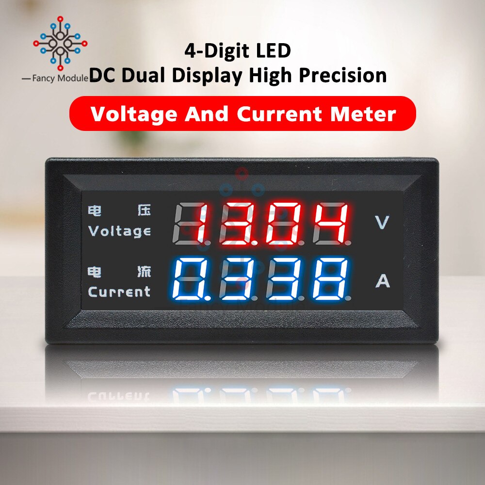 DC 500V 10A Digital Voltmeter Ammeter – Dual LED Display, Blue Red Volt Amp Meter Gauge