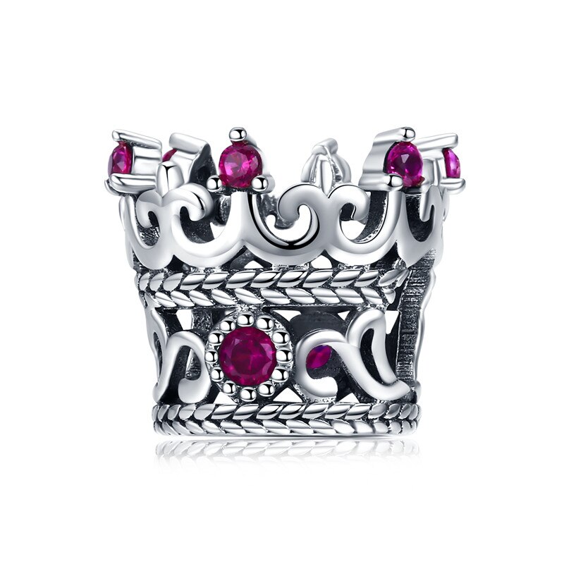 WOSTU autentico 100% argento Sterling 925 zircone rosa perline di cristallo fascino misura originale ciondolo braccialetto argento 925 creazione di gioielli: FIC776