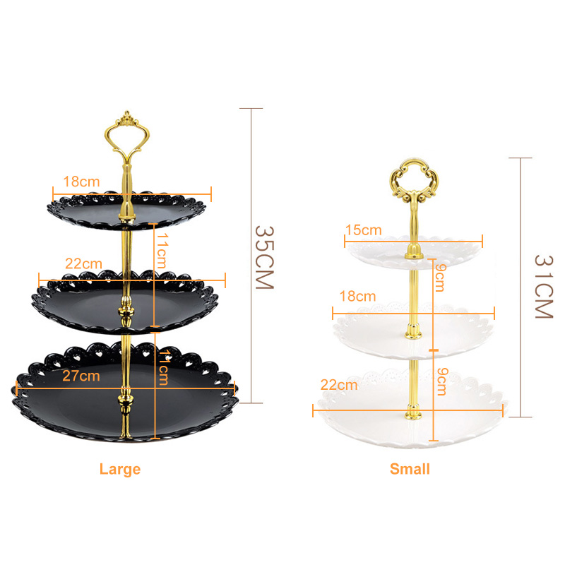 Soporte de 3 capas para pastel de dulces, mesa de postre para de boda, plato de fruta, bandeja Retro, soporte de platos, bandeja de postre escalonada de plástico