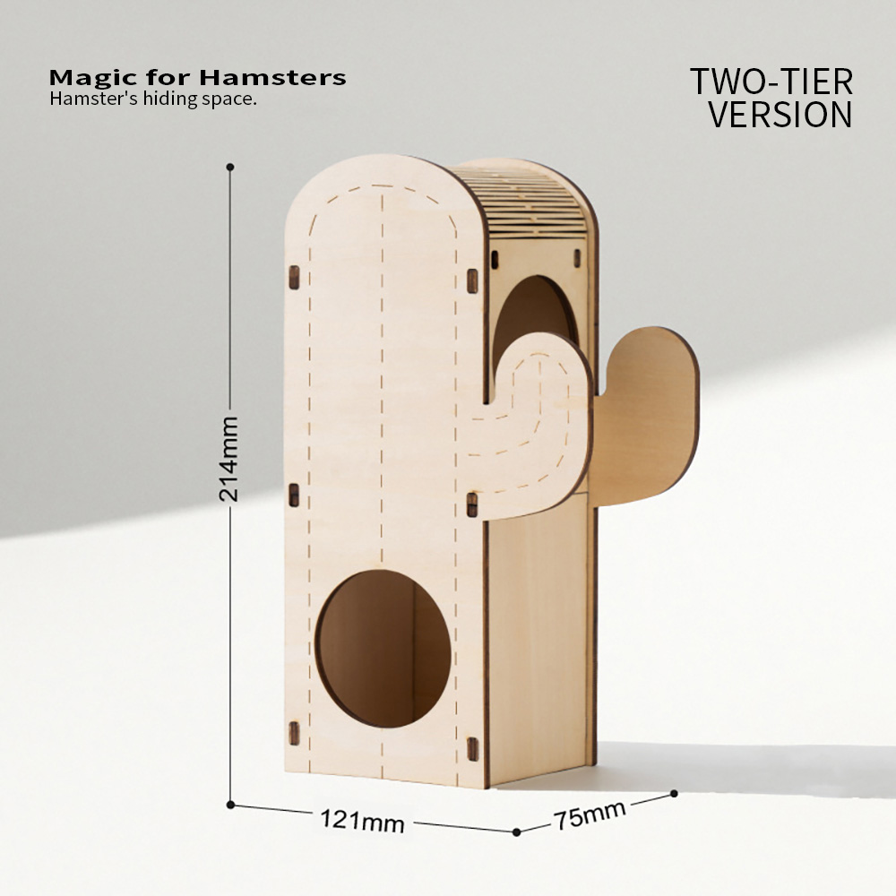 Jaula de madera para hámster para mascotas pequeñas, casa de cactus, refugio para escalar ardilla, escondite para roedores, nido de madera, accesorios para hámster,: SCARLET