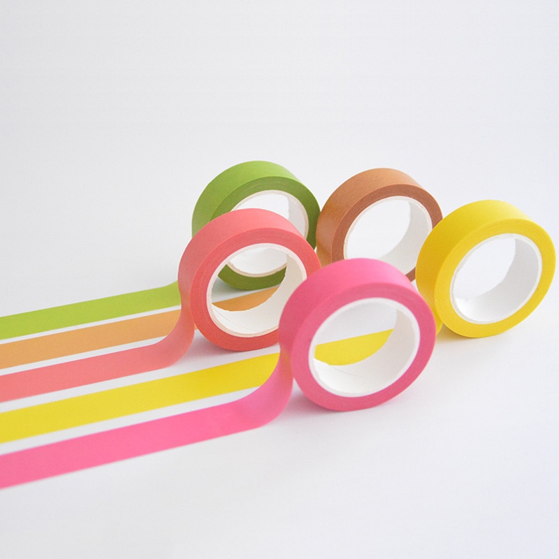 Cute Bright Colorful Plain Red Pink Green Washi Tape Paper DIY Decor Scrapbooking Planner Adhesive Masking Tape Stationery