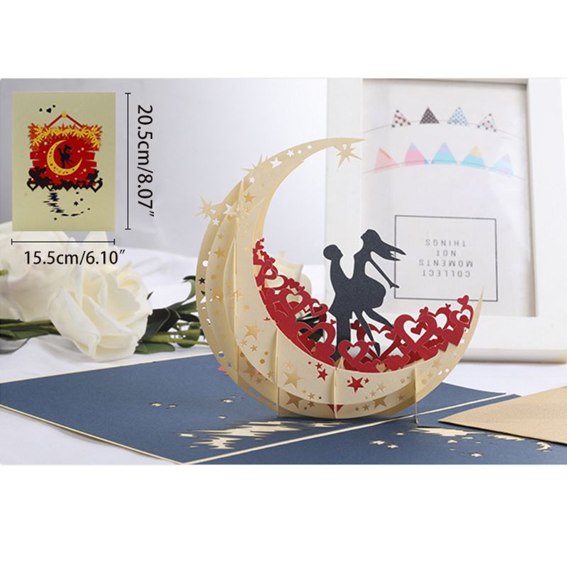 3D Greeting Card Romantic Pop-up Card for Couples Birthday Valentine Day H4GD