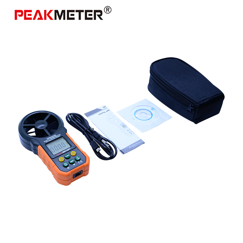 PEAKMETER PM6252A/B USB Digital Anemometer Temperature Humidity Wind Speed Air Volume Measuring Meter With LCD Backlight