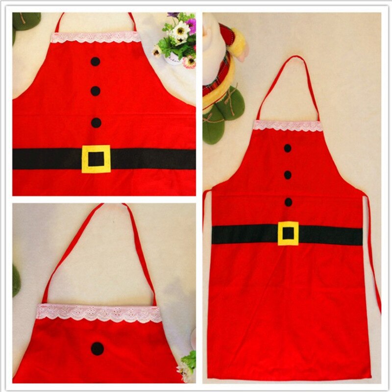 1PC Christmas Red Kitchen Aprons for Woman Xmas Decoration Xmas Decoration Aprons for Adult Novelty Couple Party
