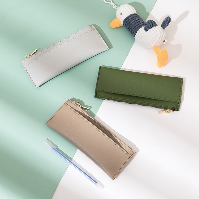 Etui voor Studenten - Leren Tekenstijl - Schattige Schrijfwaren Doos voor School & Kantoor