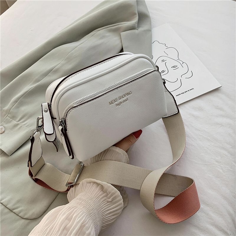 Borse per telefono per donna 2022 borsa quadrata selvaggia di moda piccola tracolla larga borsa a tracolla femminile borsa a tracolla Casual in tinta unita