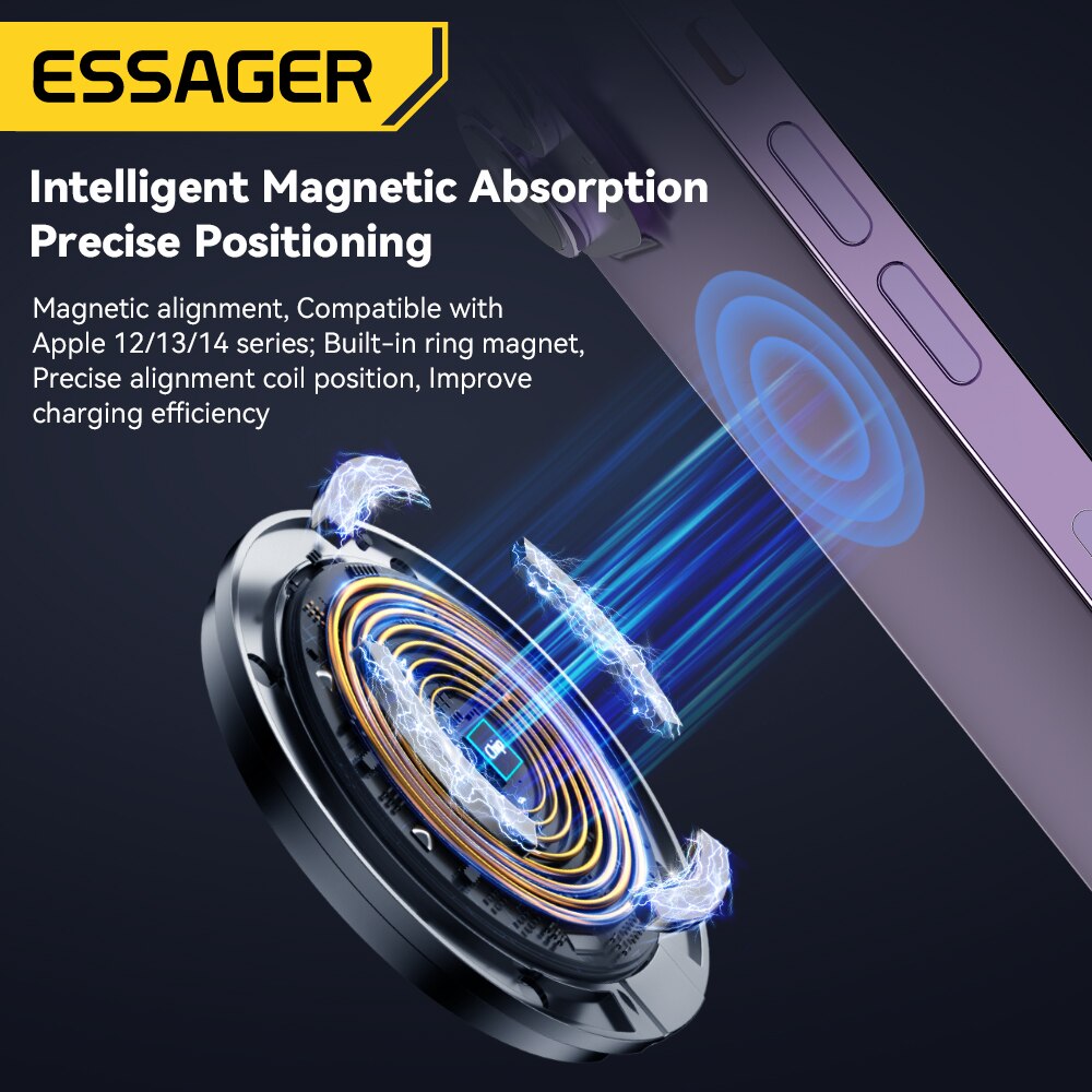 Essager 15W Carregadores Sem Fio Qi Magnéticos Carregamento Rápido para iPhone 14 13 12 Pro Max PD Carregamento Rápido Para Xiaomi Pad Adapter
