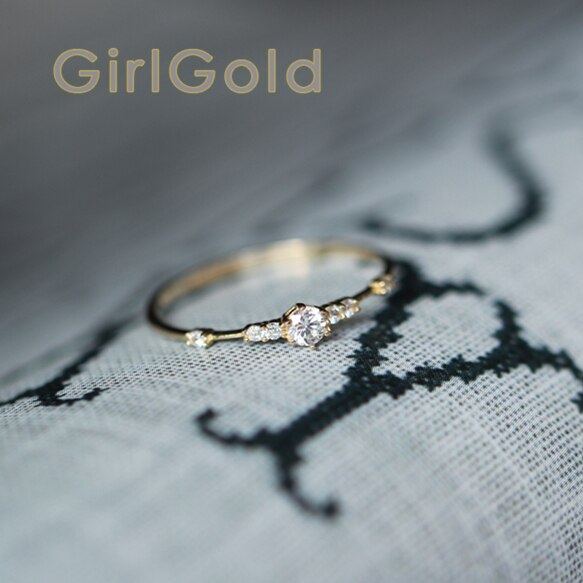 14 K Gouden Ring, Dunne Ring, Diamond Cz Crystal Stapelen Ring, Sierlijke Gouden Ring, Minimalistische, solitaire Band