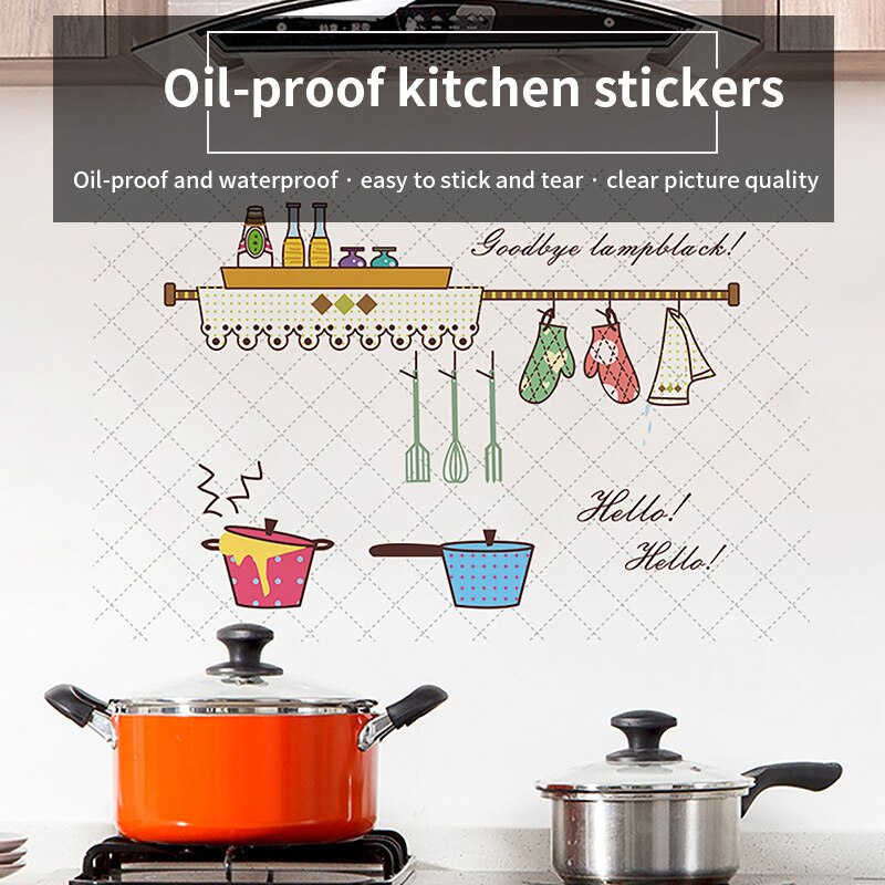 Self-Adhesive Tile Stickers Paper High Temperature Kitchen Oil-Proof Stickers Anti-Oil Gas Stove Ceramic Tile Wall Stickers