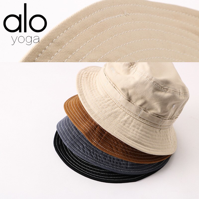 Alo Yoga Summer Fisherman Sun Hat Female Sunshade Sun Hat Tide Big Brim Pot Hat Outdoor Solid Color Canvas Uv Sun Protection Hat