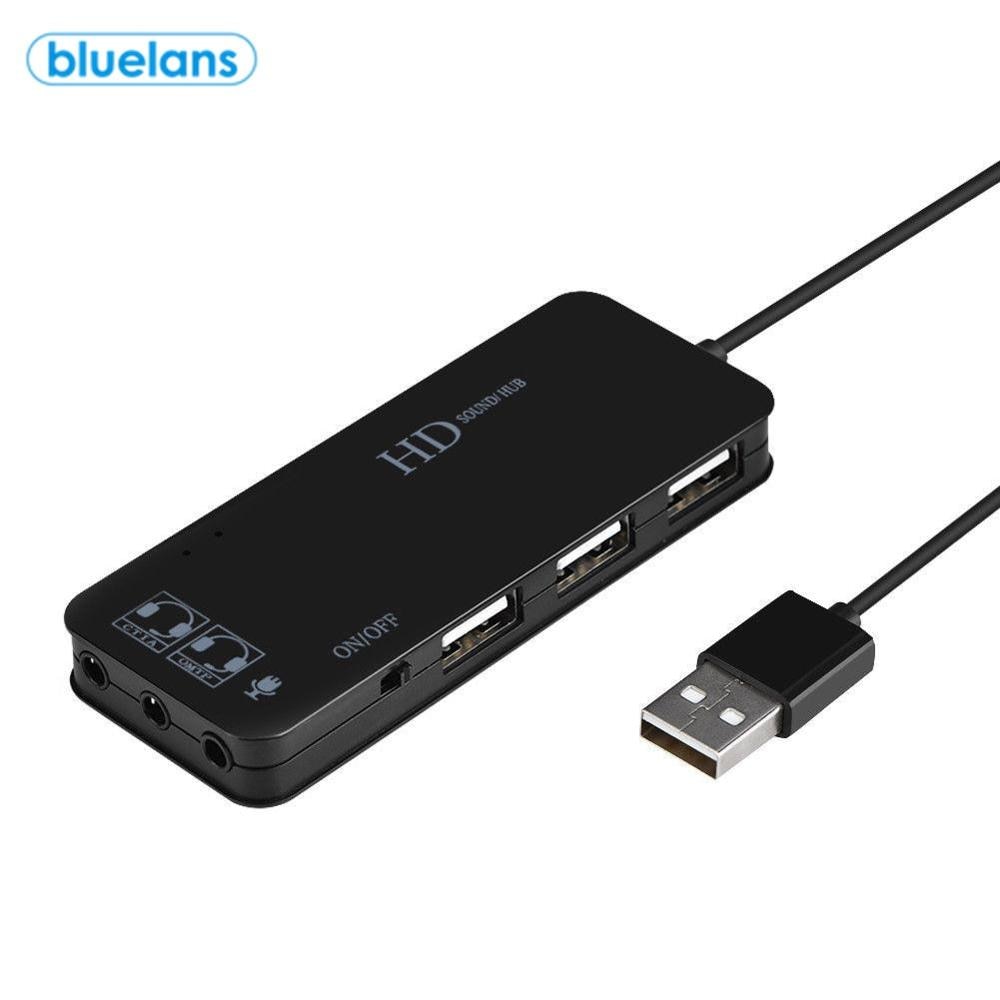 7.1 Channel USB2.0 Hub External Sound Card Stereo Audio Adapter Computer Audio 1 Into 2 Converter Multi-Jack Meet The Demand