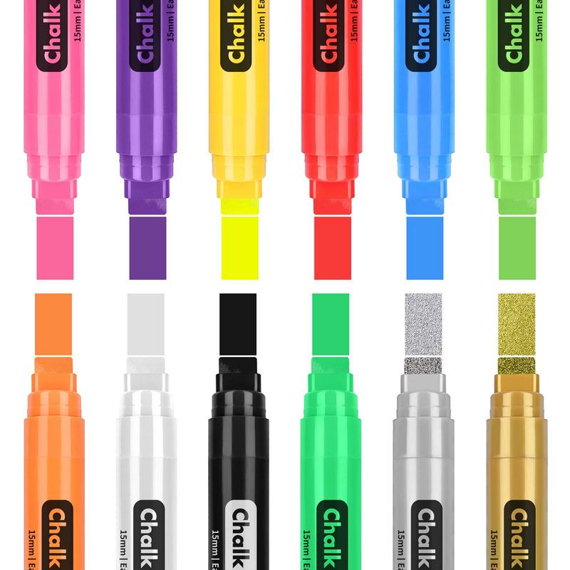 Paint Chalk Markers 15mm Window Chalk Marker Erasable Liquid Chalk Pen For Chalkboard Signs Blackboard Car Window Bistro Glass