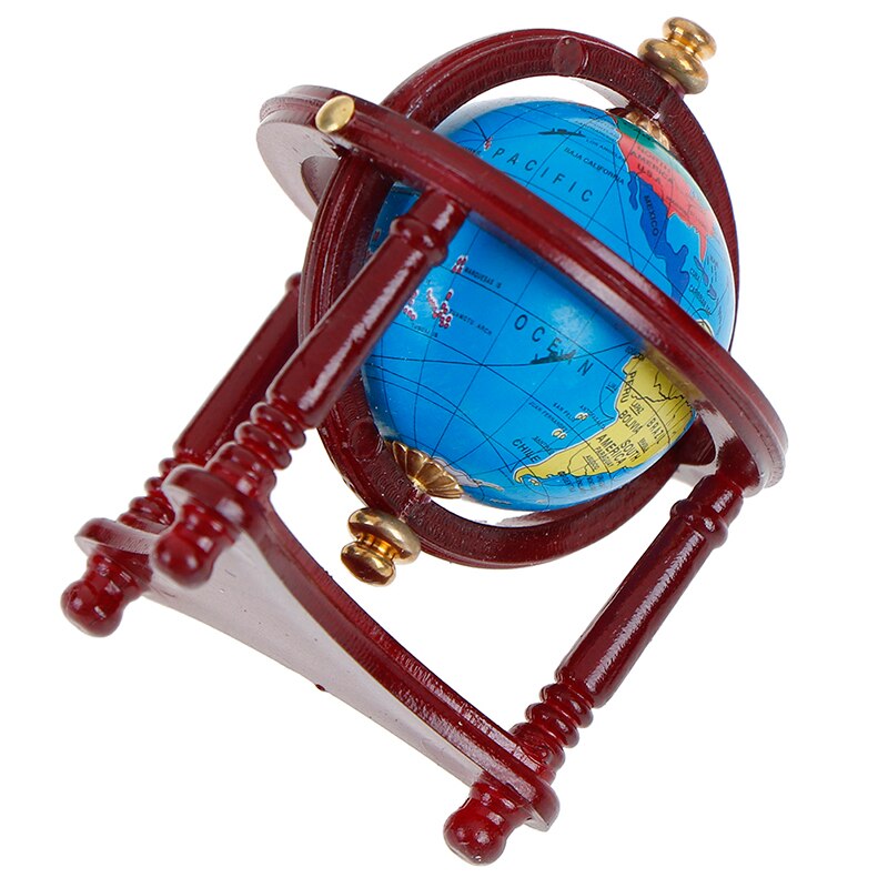1:12 miniatuur poppenhuis studeerkamer woonkamer slaapkamer leeskamer meubels accessoire poppenhuis rollende wereldbol met houten standaard