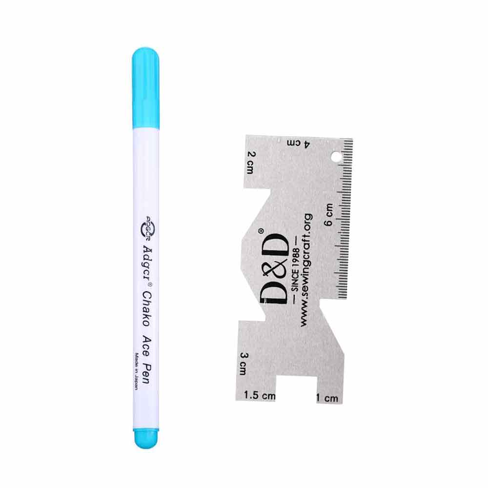 Disappearing Erasable Ink Fabric Marker Pen Water Erasable Pen&Sewing Measuring Gauge for Quilting Dressmaking Sewing Tool: Blue and Gauge