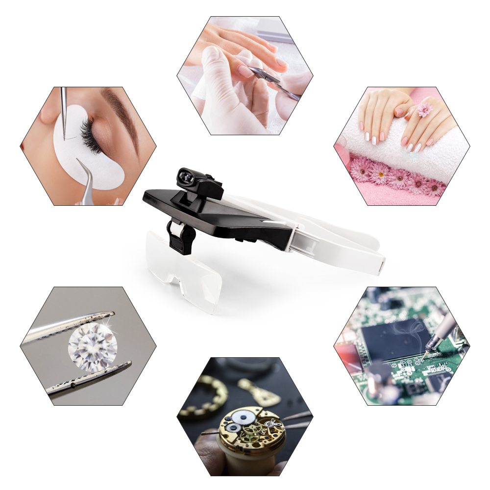 5 Lens Adjustable Loupe Magnifying Glasses With LED Light Lamp Head Magnifier For Eyelash Extension Magnifier Beauty Makeup Tool