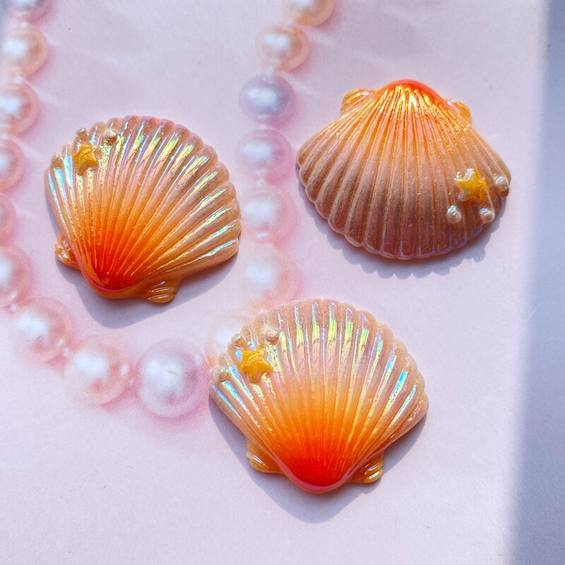 8Pcs Mini Mooie Gekleurde Schelpen Plat Hars Art Supply Decoratie Charm Craft Haar Boog Accessoires H550: B