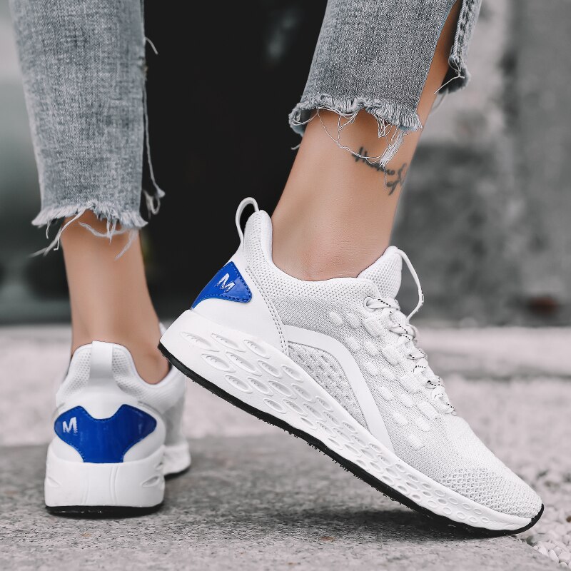 Løbesko kvinde spring mesh sportssko lette gymnastiksko sommer indendørs lejligheder sneakers hvide sko