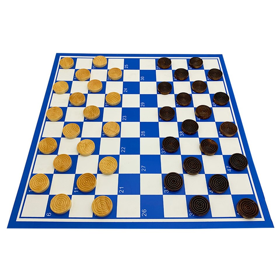 100 Cells PVC Checker Chessboard Wooden Chess Pieces Set 41*41cm Folding Checkers Chess Game Board BSTFAMLY T6