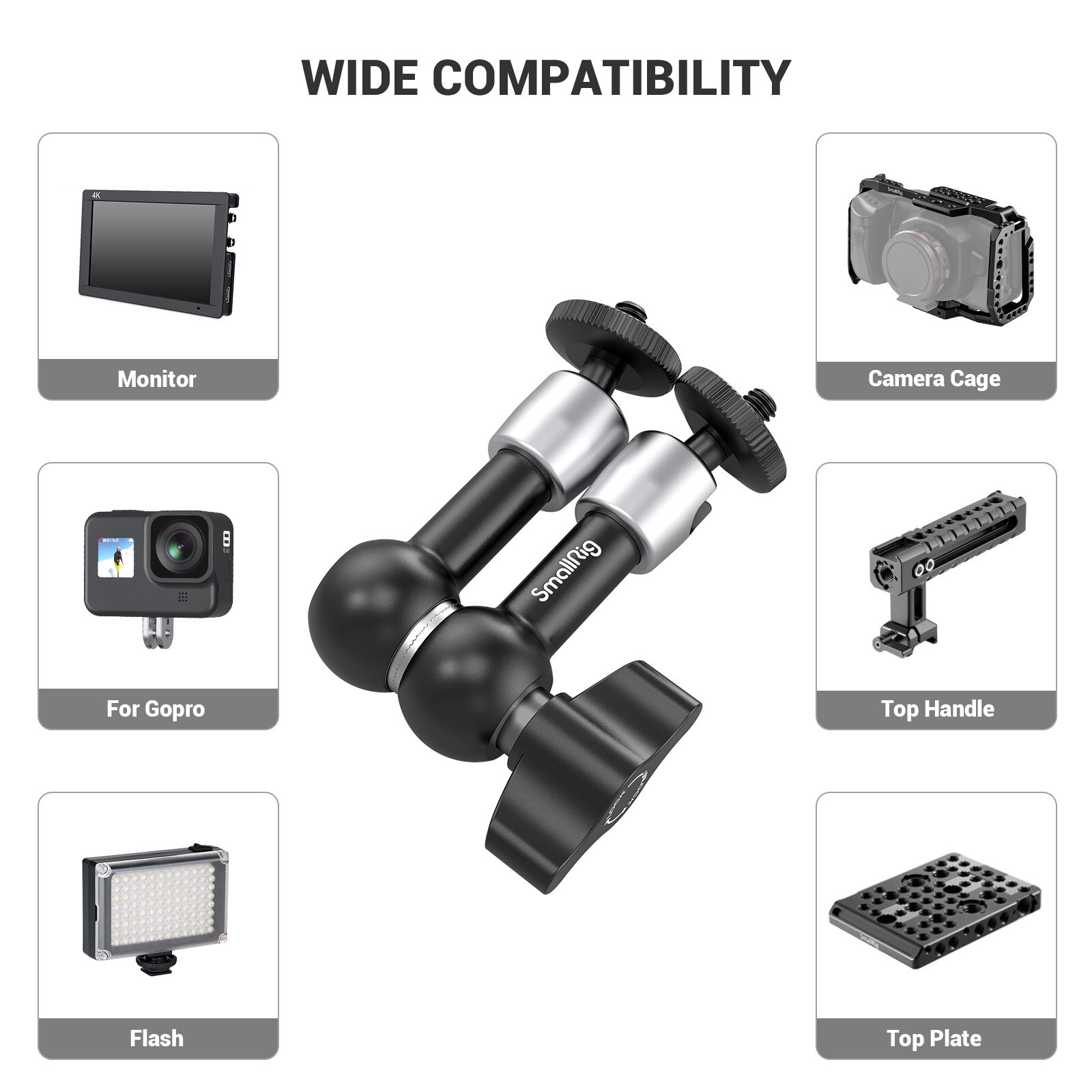 SmallRig – bras articulé magique à Friction réglable, 5.5 pouces, avec 1/4 vis, pour écran LCD DSLR-2065