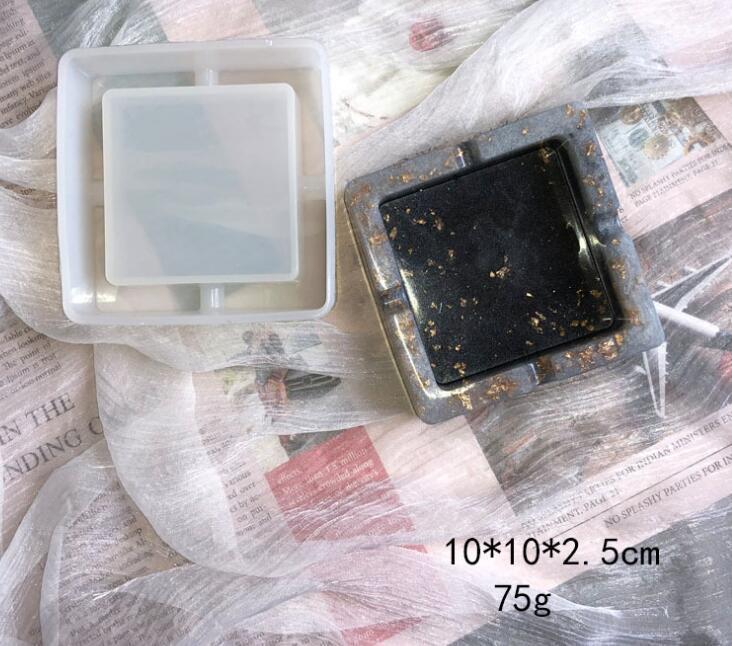 Diy kristallen epoxy spiegel asbak siliconen mal hars uv hars handgemaakte ambachtelijke mal vierkante/ronde container: 10 10 2.5