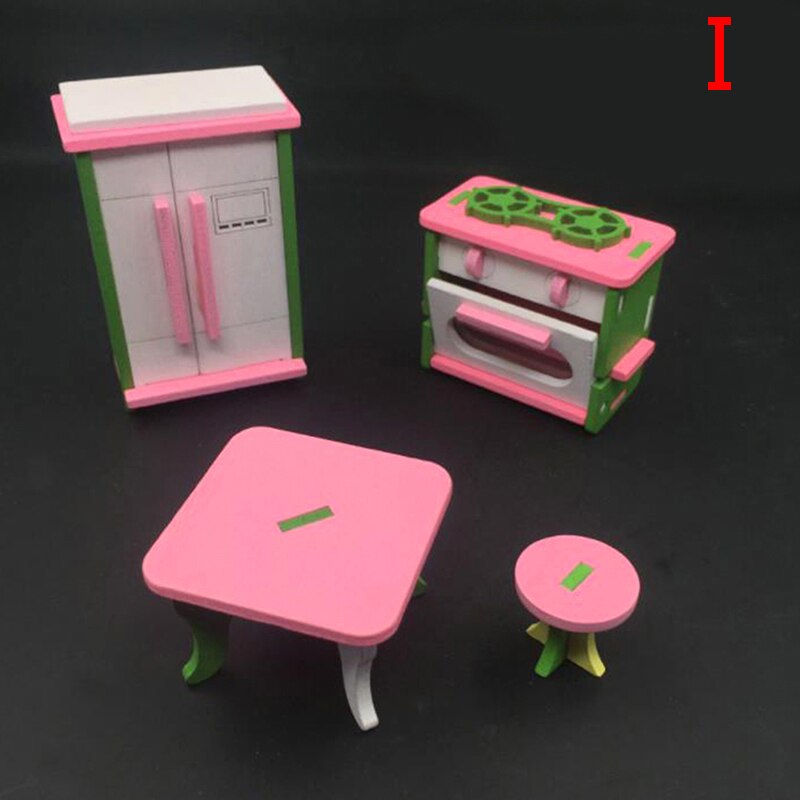 1:12 Dollhouse Miniature Furniture Wooden Bathroom Bedroom Restaurant Set For Dollhouse Decals: I