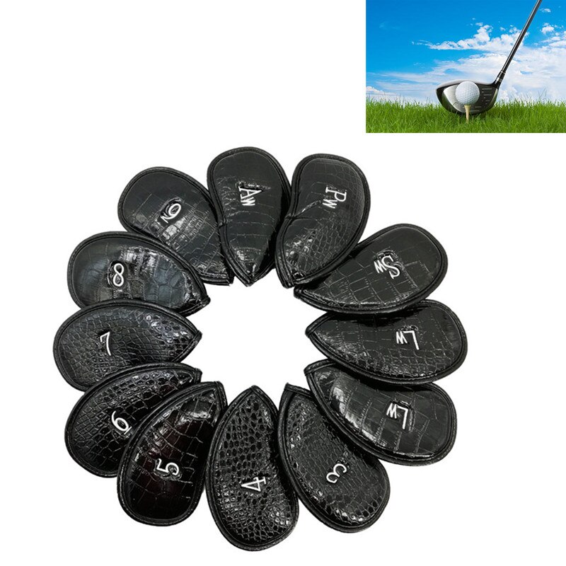 12 stücke PU Golf Club Kappe Exquisite Protector Eisen Kopf Abdeckung Set Sport Zubehör