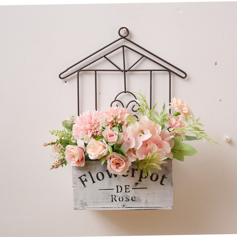 Vintage tre blomstervaser stilk blomsterpotter plantekasser vegghengende vase hjemmeinnredning smijernshåndverk