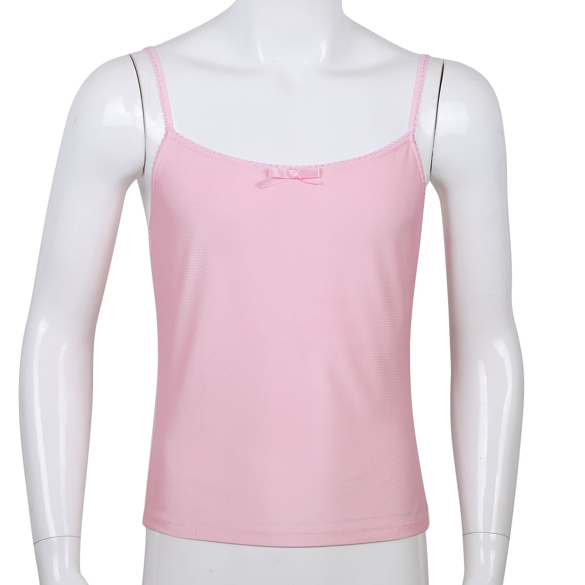 Mens Casual Tops Lingerie Camisole Adjustable Spaghetti Straps Soft Fabric Vest Tank Tops Nightwear Sleepwear Man Clothing: Pink / M