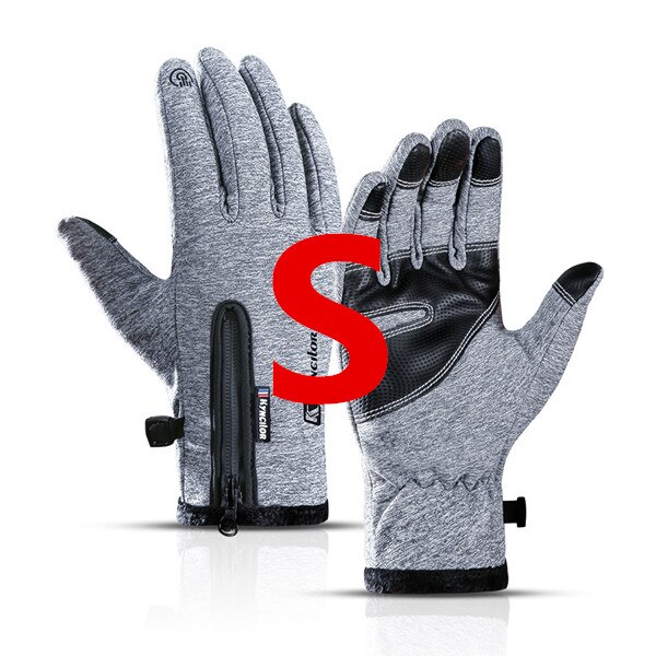 XiaoMi mijia outdoor sports gloves winter warm plus velvet fingertips touch screen splash-proof riding gloves for men and women: Gray S