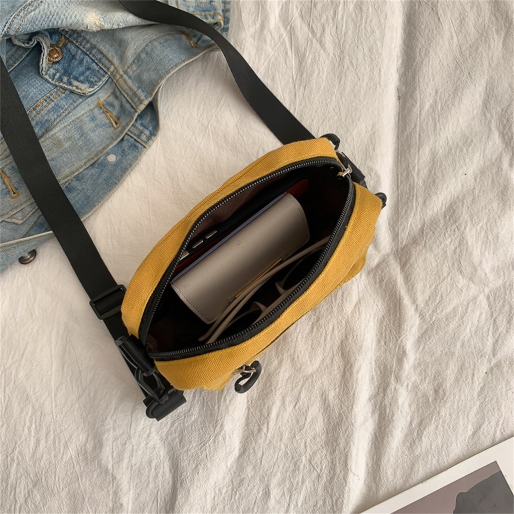Dam canvas handväskor koreanska mini studentväska mobiltelefonväskor enkla små crossbody-väskor avslappnad dam axelväska  #t1p