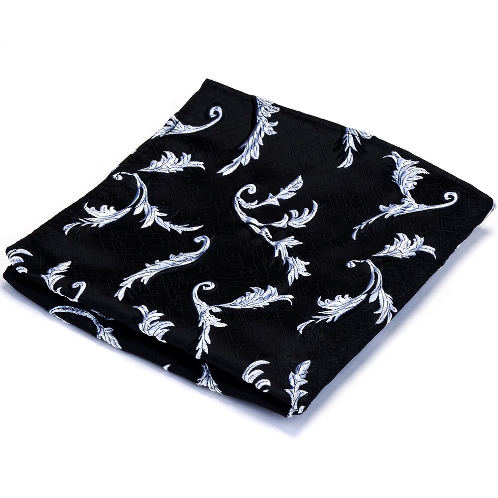 Mouchoir de luxe en soie fait main pour hommes vert noir Jacquard à fleurs Hanky pour poche de fête d'affaires serviette de poitrine carrée