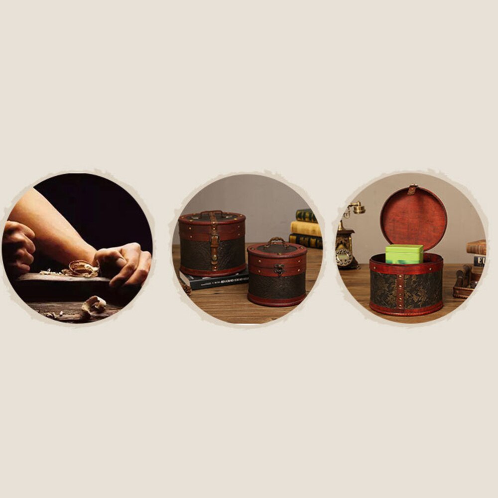 Delicate Ancient Chinese Style Round Tea Leaves Cake Storage Box Tea leaves Display Organizer Wooden Tea Package Box - A Si