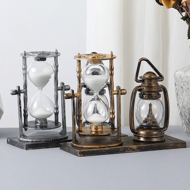2 In 1 Vintage Zandloper Lantaarn Home Office Desktop Decoratie Boek/Woonkamer/Slaapkamer Vintage Zandloper lamp