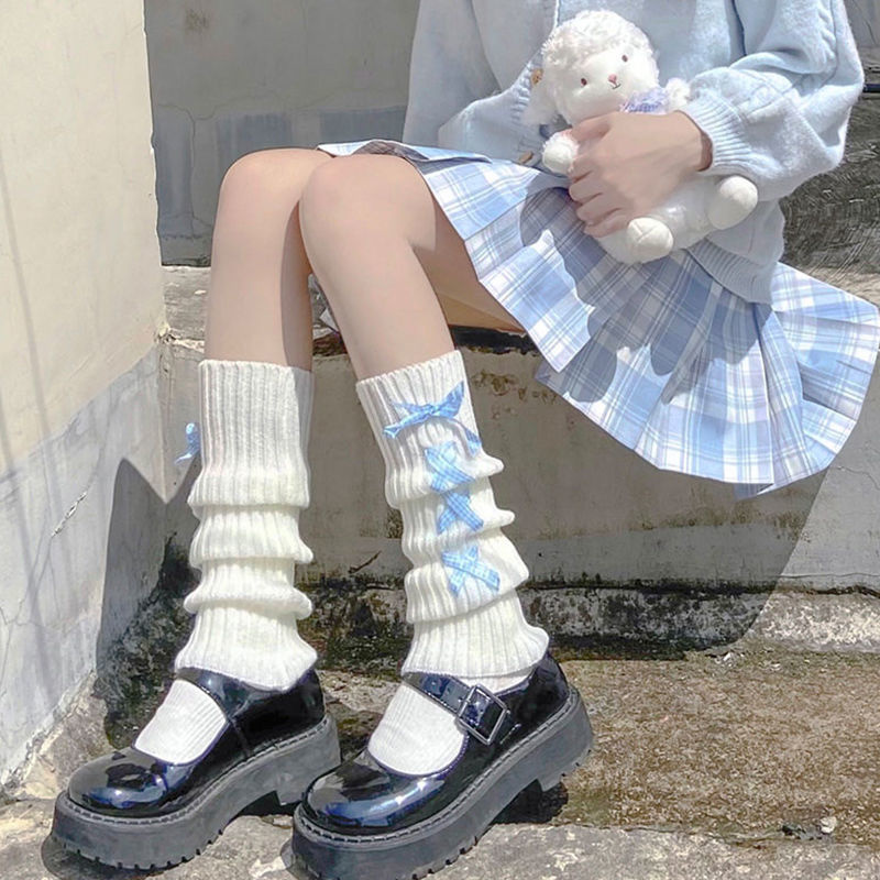 Sweet Girls Leg Warmers Knitted Long Foot Cover for Women Lolita Jk High Elastic Over Knee Leg Warmer Knee-length Heap Heap Sock: 1