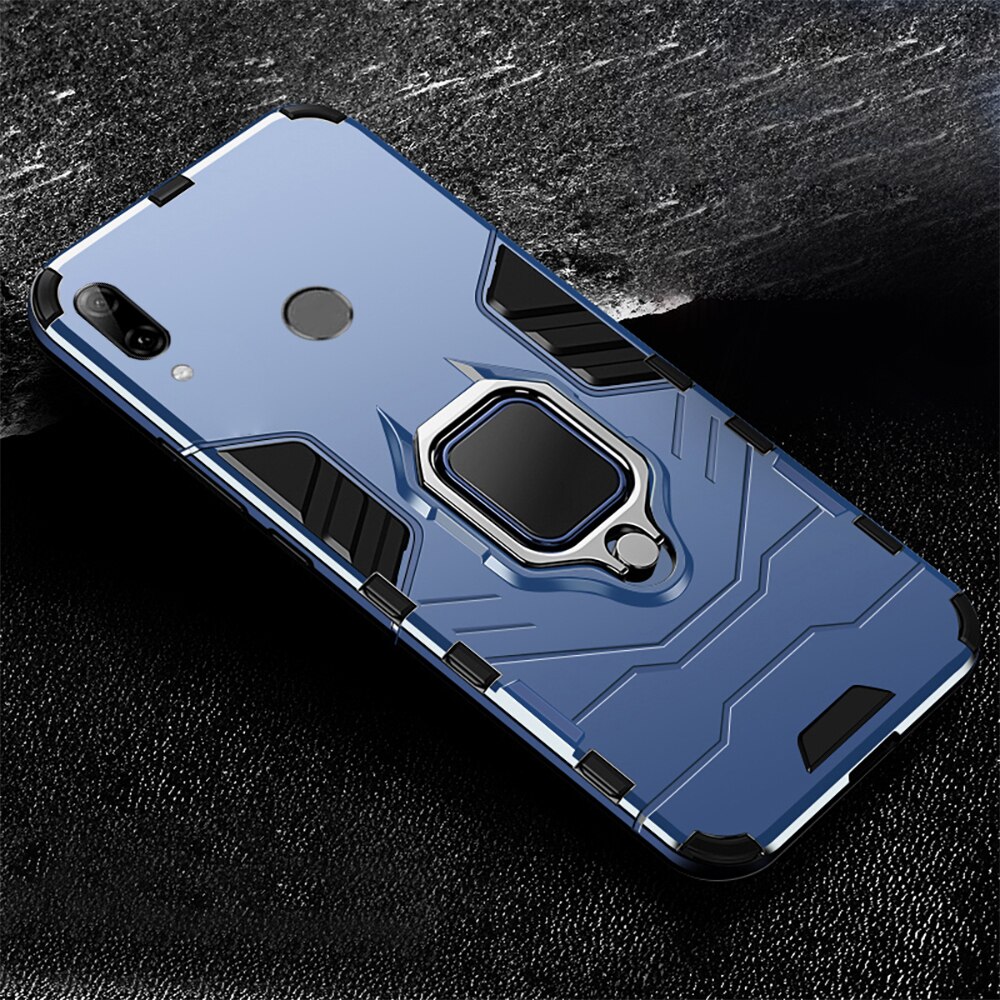 Anel de dedo blindado suporte magnético caso do telefone para huawei p smart plus 2019 2018 p inteligente z psmart pro 2019 suporte anti-queda caso: P smart Plus 2018 / navy