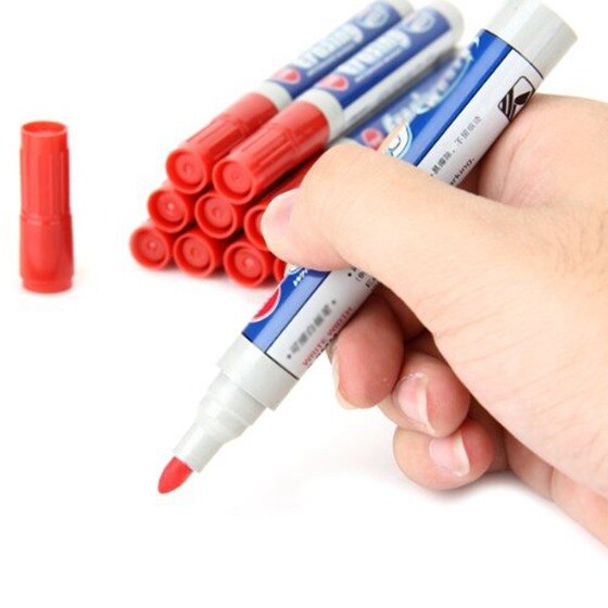 Bi-Office InkstringXL Droog Uitwisbare Marker Voor Whiteboards, Whiteboardmarker met Inkt Gel en 3 mm Ronde Punt, Kleur Blauw, Pak van 3 stuks