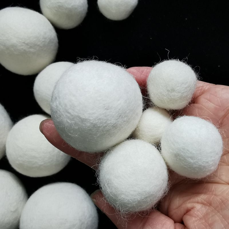 6-Pack 100% Wool Dryer Ball 1-10cm Absorbs Moisture Dry Clothes Zero Pollution No Allergy Less Wrinkles Laundry Dryer Felt Balls
