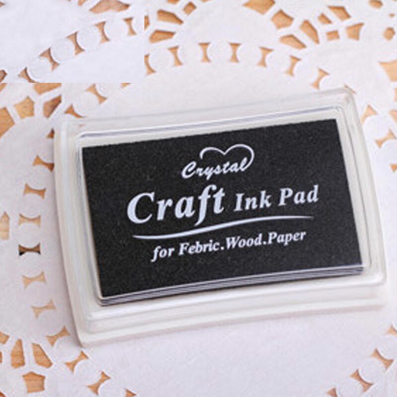 15 kleuren inktkussen rubber stempels stof hout papier scrapbooking inktkussen handgemaakt doe-het-zelf knutselen inktkussen op oliebasis vingerverf bruiloft: Zwart