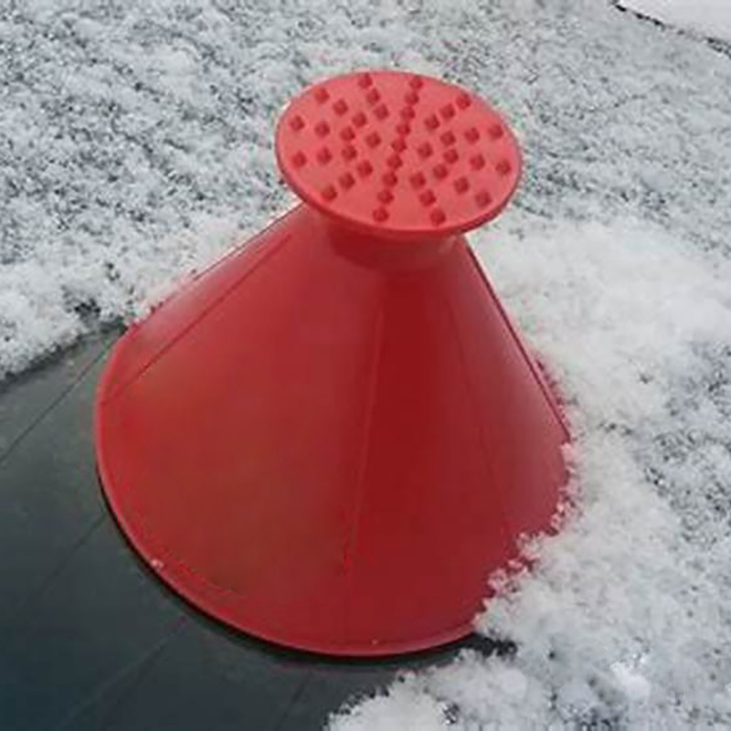 2pcs Red Snow Remover Magic Shovel 2 In 1 Cone Shaped Outdoor Winter Car Tool Snow Windshield Funnel Ice Scraper