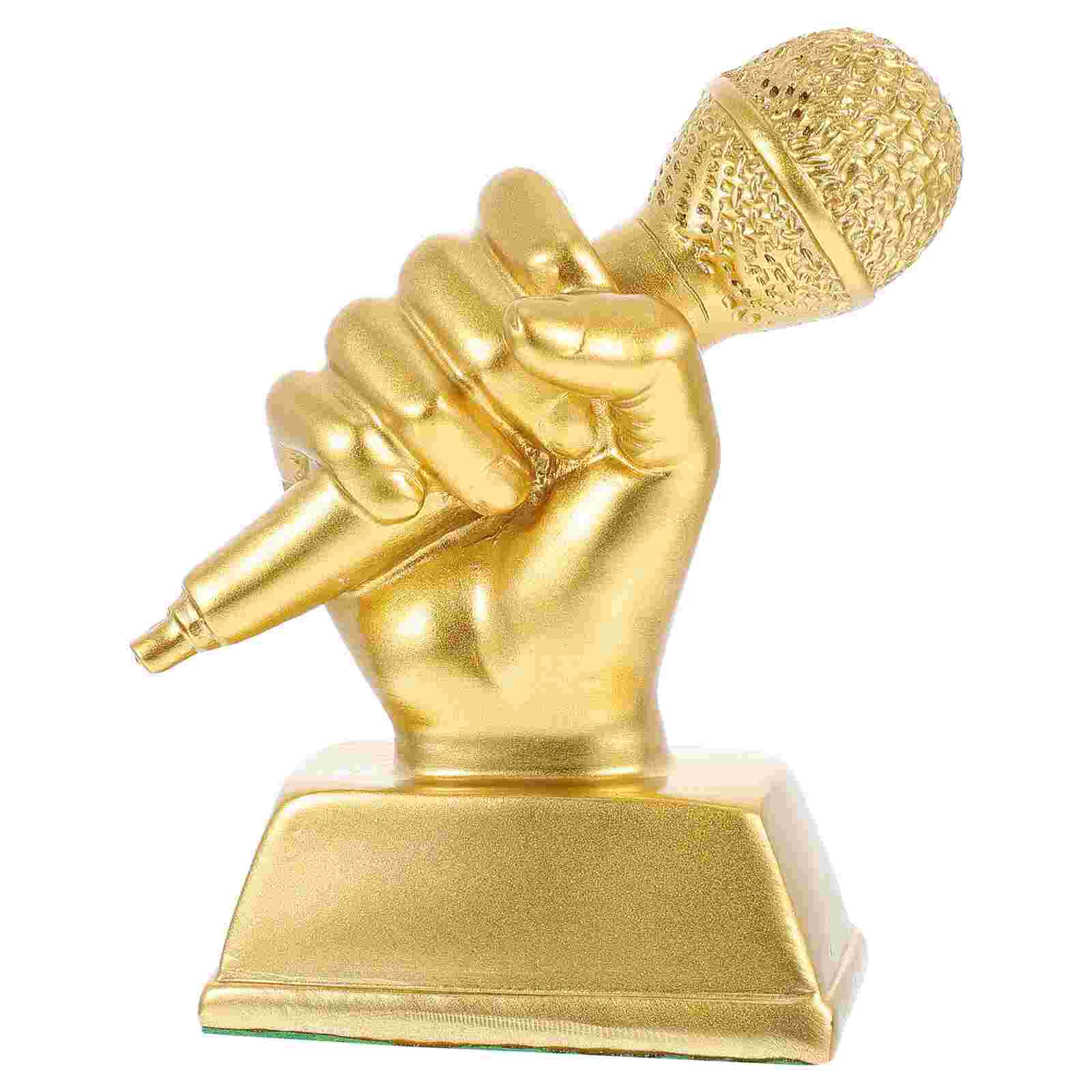 Microphone Trophy Adornment Singing Competition Award Children Musical Trophy: Golden