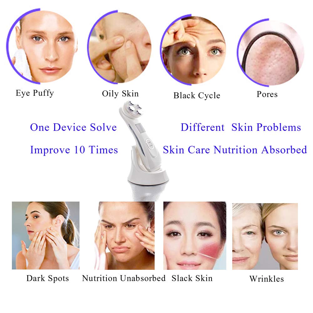 6 Color 5 in 1 LED Skin Tightening Device Facial Machine Multifunctional Facial Massager High Frequency Colorful Light Therapy
