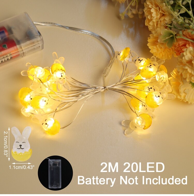 Easter LED Bunny String Lights Easter Decoration For Home Carrot Rabbit Fairy Light Supplies Happy Easter Party Favor: Fluorescence Yellow