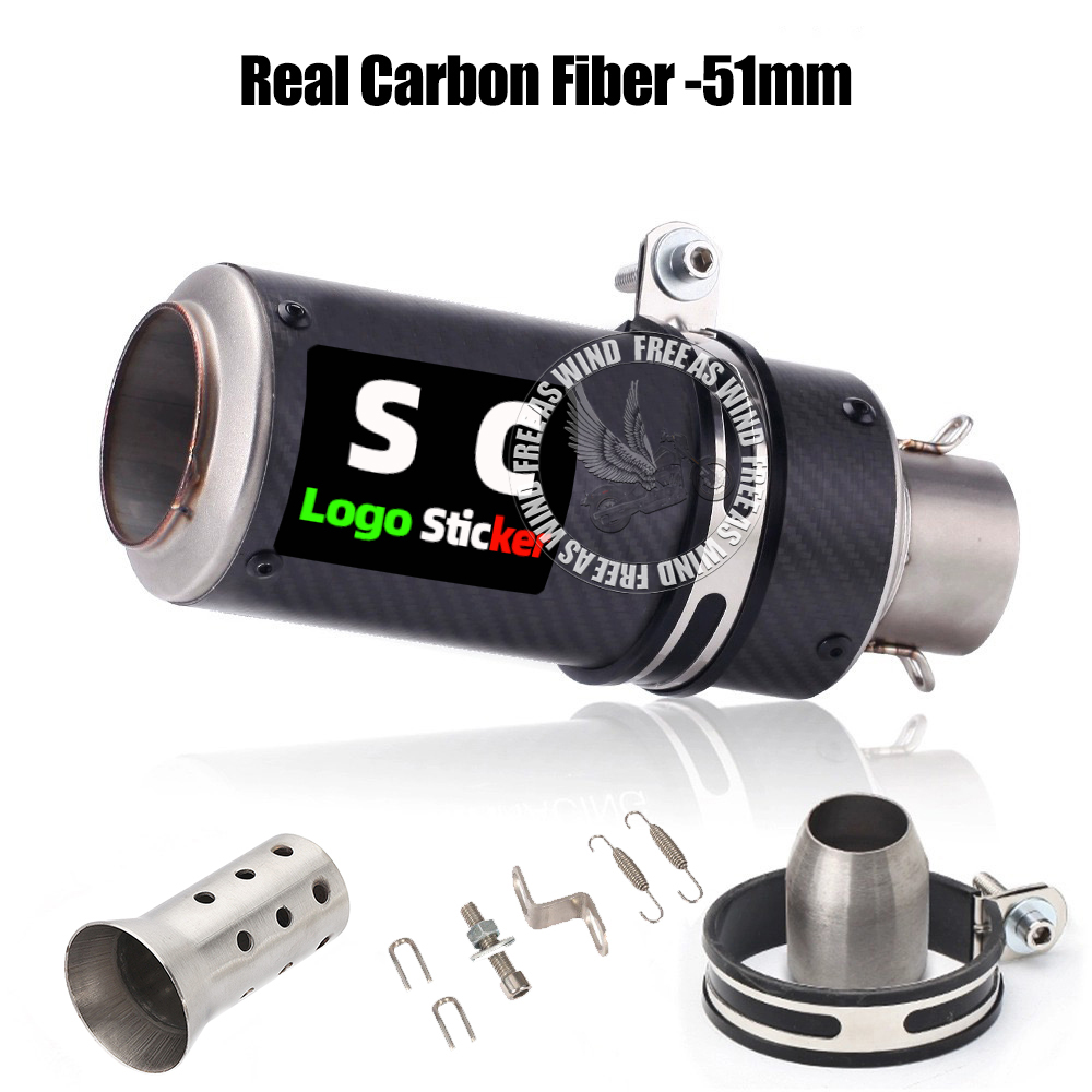 51mm 60mm 63mm Carbon Fiber sc Motorcycle Exhaust Muffler Escape for Motorcycle GP-project Universal Exhaust Modified Accessorie: Beige
