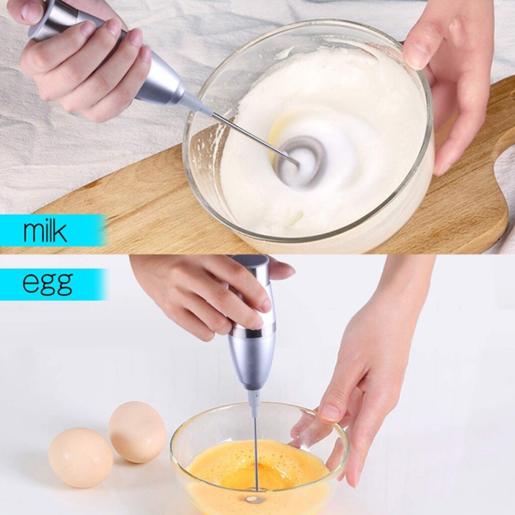 Handheld Electric Milk Frother Coffee Stainless Foamer Whisk Mixer Blend