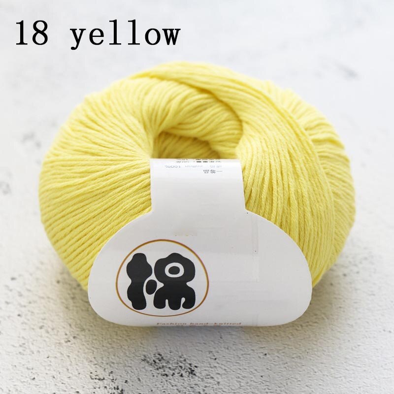 Multi Purpose 8 Strands 100% Cotton DIY Hand-knitted Colorful Crochet Knitted Yarn Home Sewing Supplies Anti-pilling 50g/Ball: 18 yellow