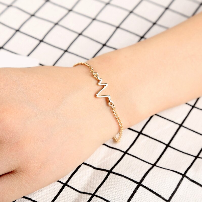 neue Koreanische Heißer Einfache Wellen EKG Herz Bewertung Blitz Charme Armbänder Für Frauen & Männer Schmuck Sommer Stil Strand